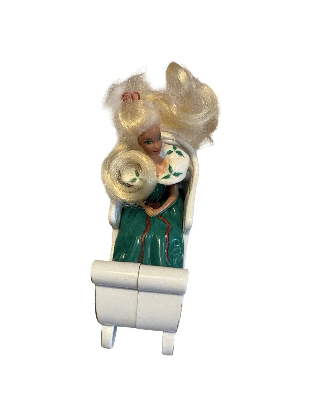 Vintage 1995 Mattel Holiday Blond Barbie #1 In Sleigh McDonalds Happy Meal Toy